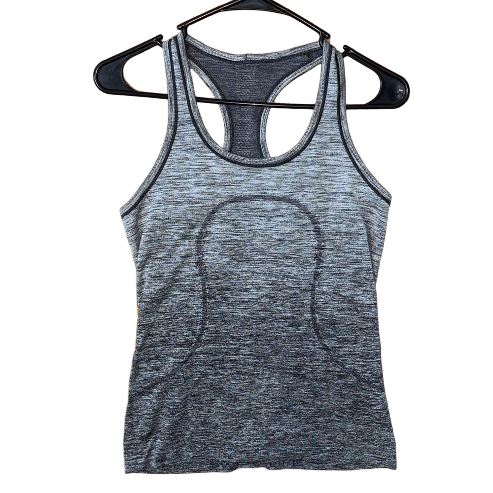 Lululemon Swiftly Tech Racerback Tank Top black ombre heathered Size 8